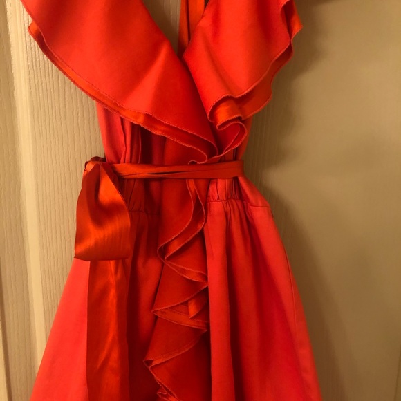 Bebe Orange Ruffle Halter Dress - Picture 3 of 8